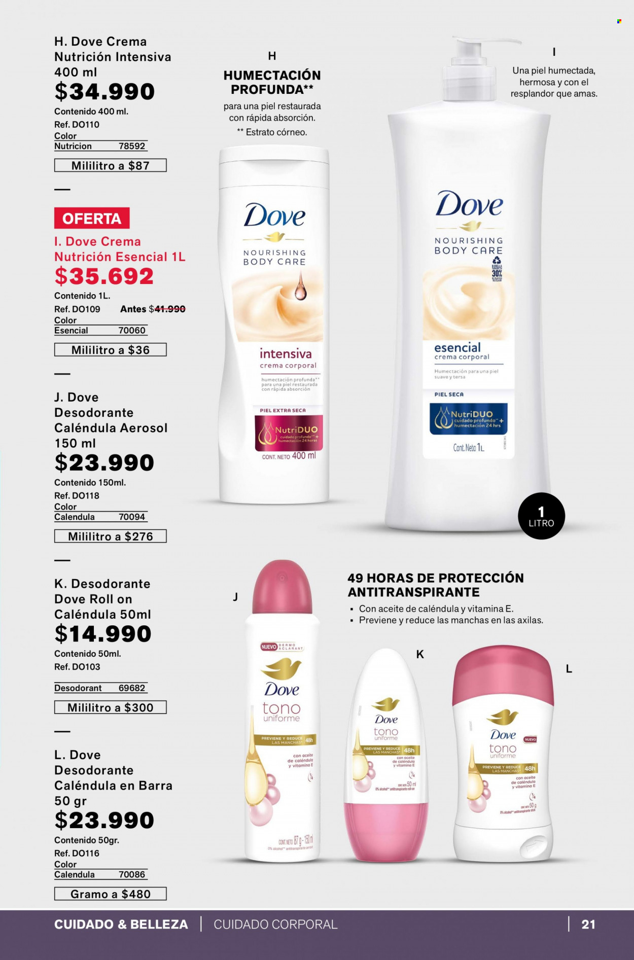 thumbnail - Folleto actual Leonisa - Ventas - Dove, desodorante, antitranspirante. Página 21.