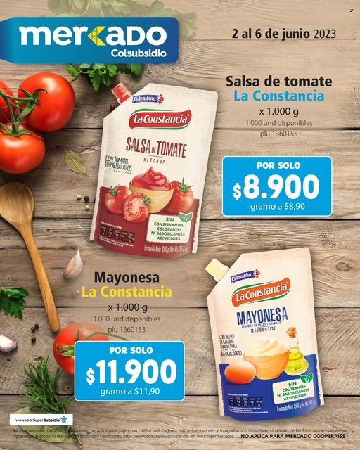 thumbnail - Folleto actual Colsubsidio - 2.6.2023 - 6.6.2023 - Ventas - mayonesa, salsa, salsa de tomate. Página 1.