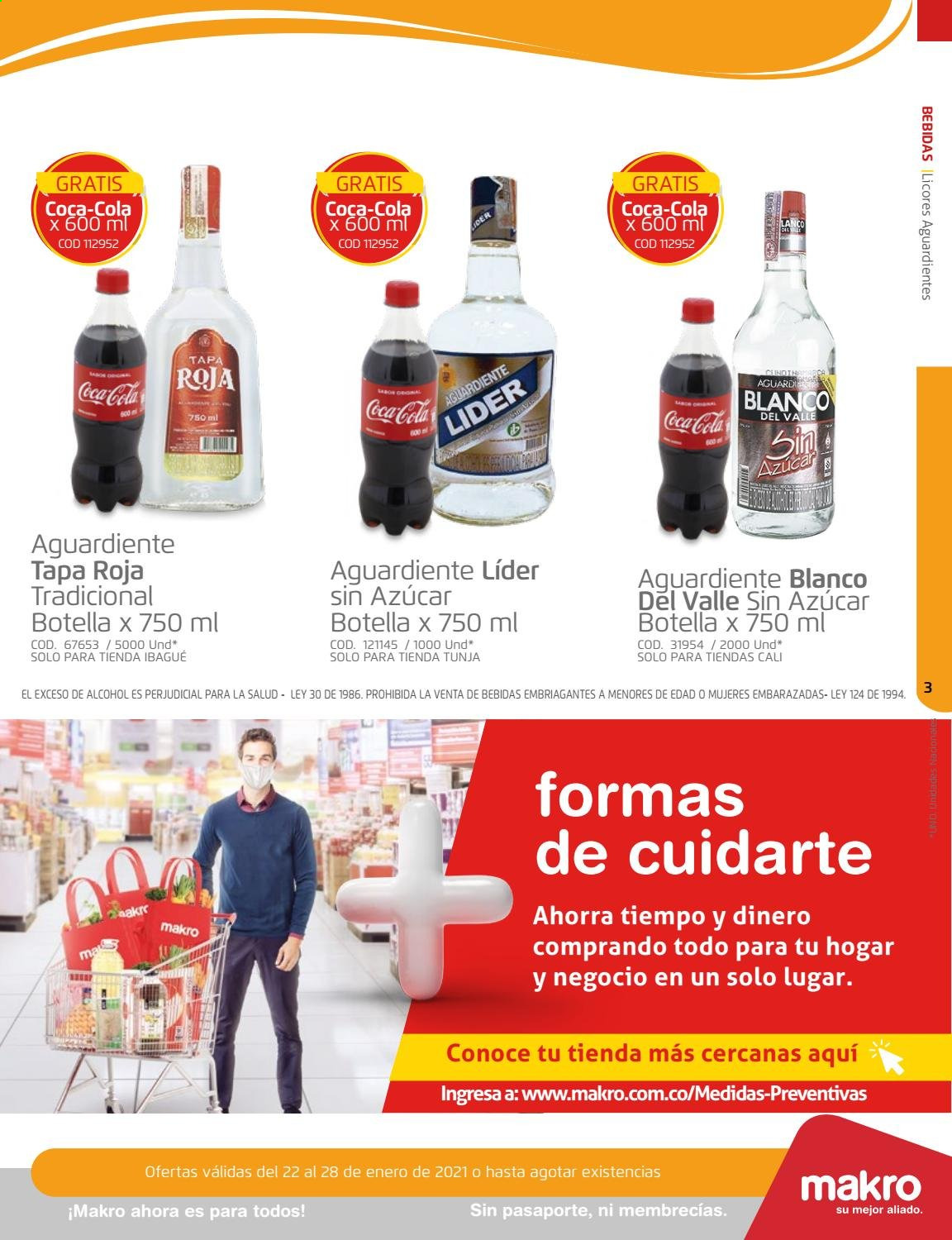 thumbnail - Folleto actual Makro - 22.1.2021 - 28.1.2021 - Ventas - Coca-cola, licor. Página 3.