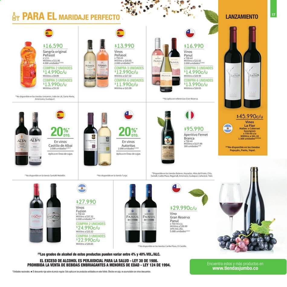 thumbnail - Folleto actual Jumbo - 11.2.2021 - 24.2.2021 - Ventas - Gran Reserva, vino, Castillo, fernet, fernet branca, sangría, aperitivo. Página 17.