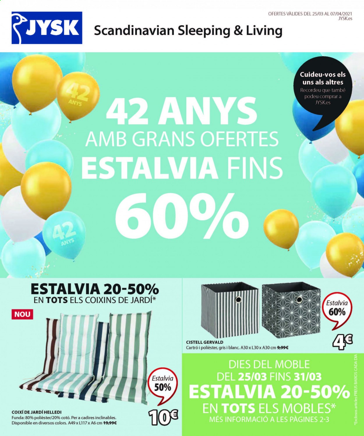 Folleto JYSK - 25/03/21 - 07/04/21. Página 1