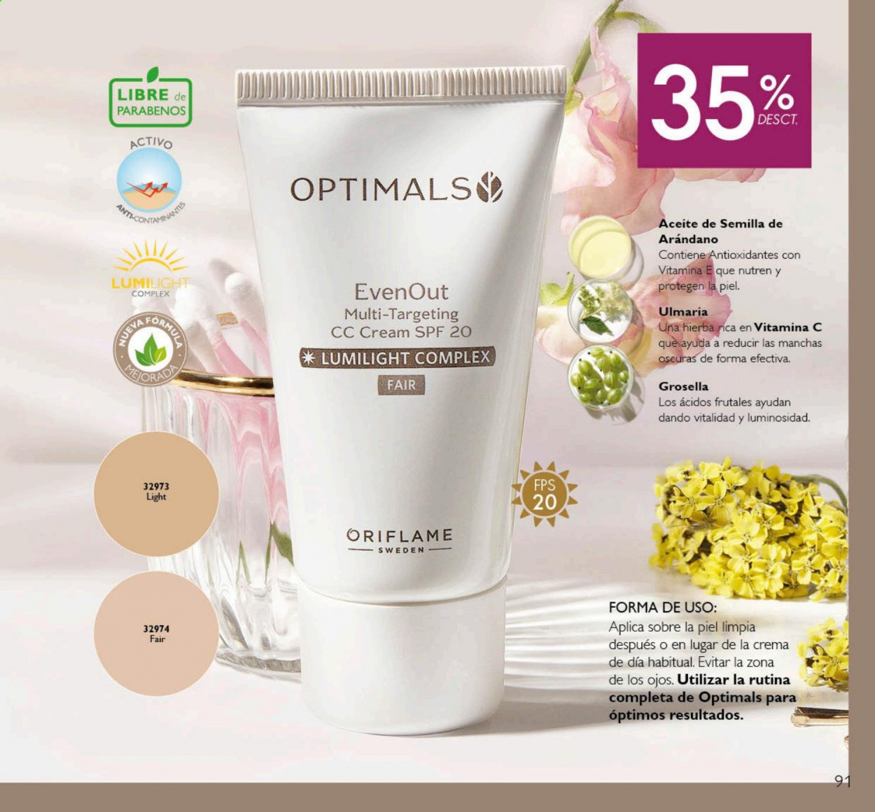 thumbnail - Folleto actual Oriflame - 1.4.2021 - 30.4.2021 - Ventas - CC cream, Optimals, Vitamina E. Página 91.