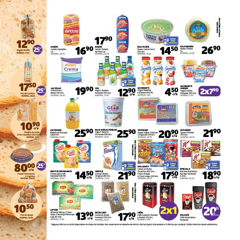 thumbnail - Folleto actual Supermercados La Torre - 3.6.2021 - 9.6.2021 - Ventas - pavo, pan, muffin, tarta, sandwich, jamón, queso, yogur, Nestlé, cereales, bebida, Lipton. Página 3.