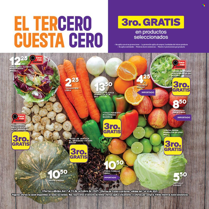 thumbnail - Folleto actual Supermercados La Torre - 7.10.2021 - 13.10.2021 - Ventas - limón, zanahoria, cebolla, ensalada, lechuga, pimiento, champiñón. Página 1.