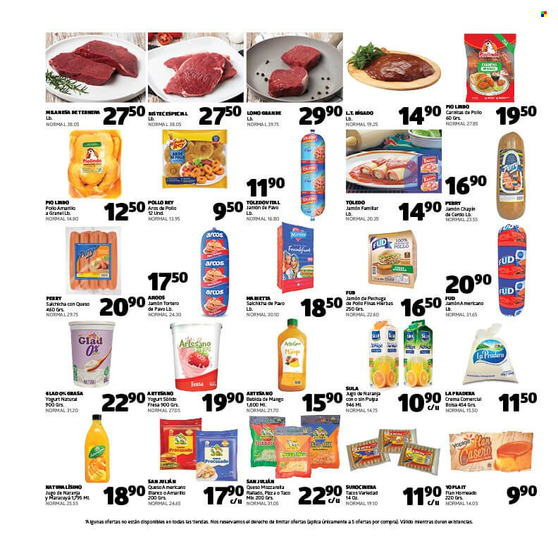 thumbnail - Folleto actual Supermercados La Torre - 11.11.2021 - 17.11.2021 - Ventas - lomo, pavo, pizza, yogur, Yoplait, jugo de naranja, jugo. Página 2.