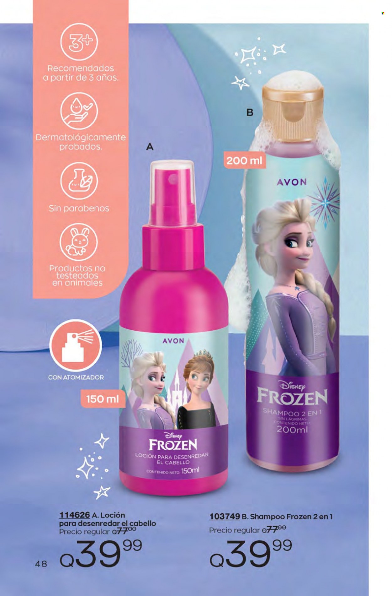 thumbnail - Folleto actual Avon - Ventas - Frozen, Disney, champú, loción, shampoo. Página 48.