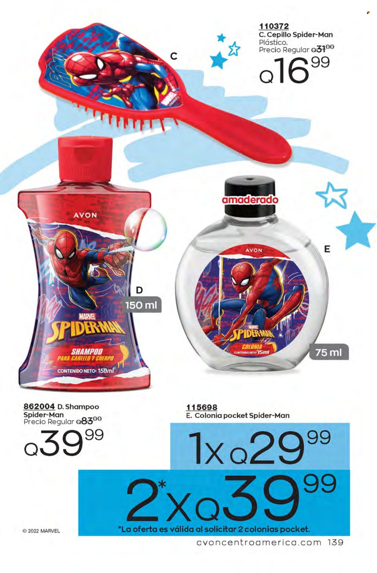thumbnail - Folleto actual Avon - Ventas - Marvel, cepillo, Spiderman, champú, shampoo. Página 139.