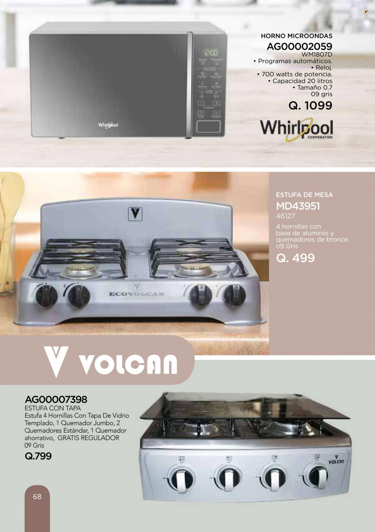 thumbnail - Folleto actual Agora - Ventas - Volcan, Whirlpool, microondas. Página 68.