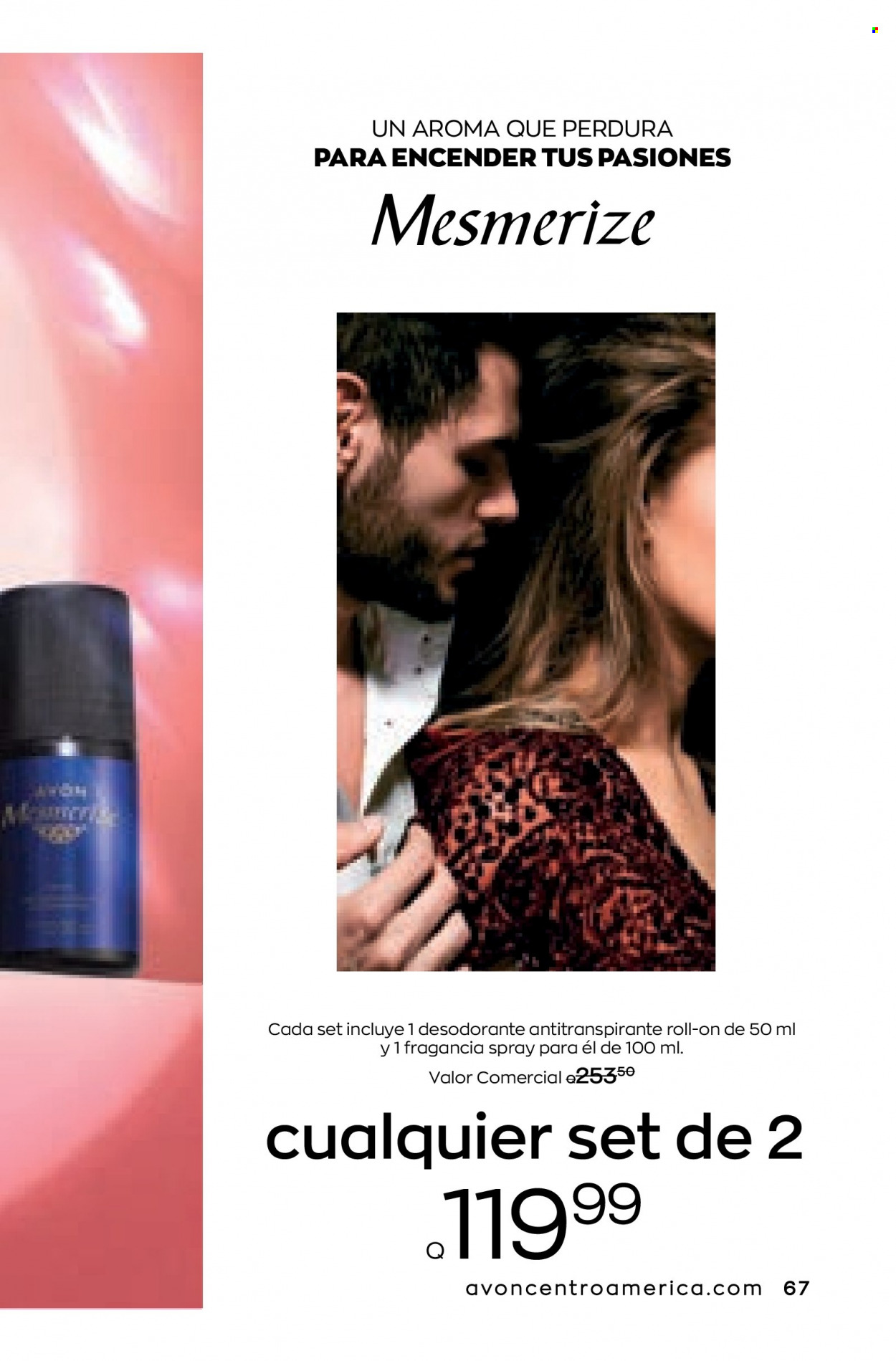 thumbnail - Folleto actual Avon - Ventas - desodorante de bola, Mesmerize, desodorante, antitranspirante. Página 67.