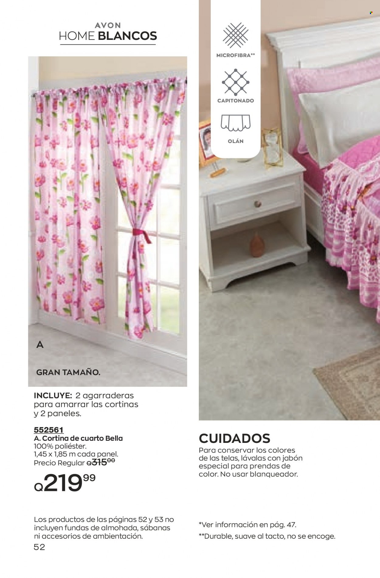 thumbnail - Folleto actual Avon - Ventas - jabón, cortina, sábana, funda de almohada. Página 52.