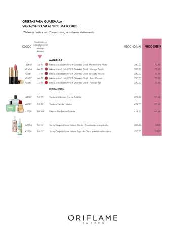 Folleto actual Oriflame - 28.5.2025 - 31.5.2025.