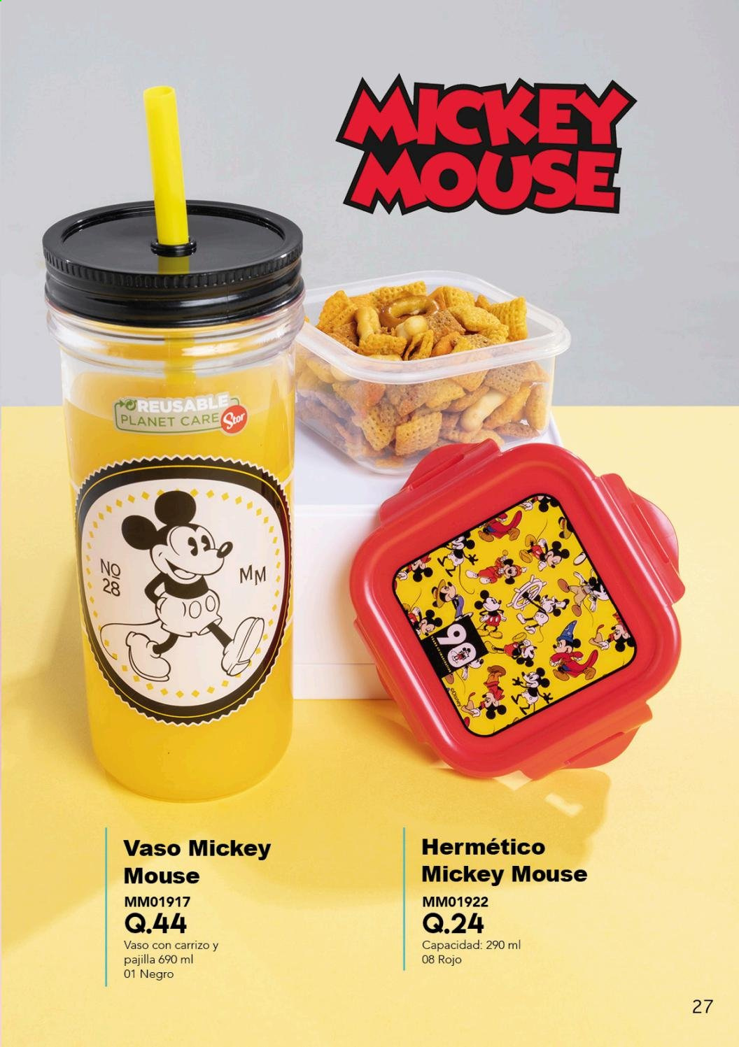 thumbnail - Folleto actual Multimodas - Ventas - Mickey Mouse, vaso, caja de plástico. Página 27.