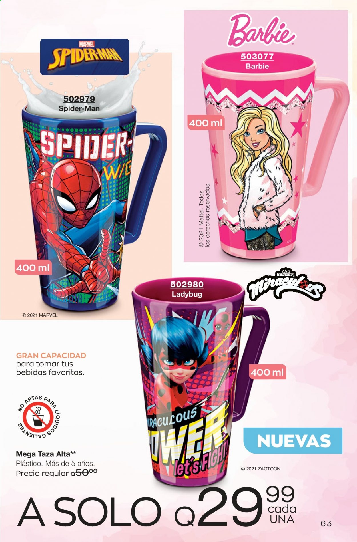 thumbnail - Folleto actual Avon - Ventas - Marvel, Spiderman, Barbie, Miraculous Ladybug. Página 63.