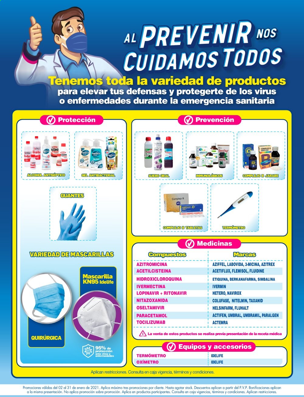 thumbnail - Folleto actual Farmacias Cruz Azul - 2.1.2021 - 31.1.2021 - Ventas - gel antibacterial, Paracetamol, járabe, Azitromicina, Ivermectina. Página 1.