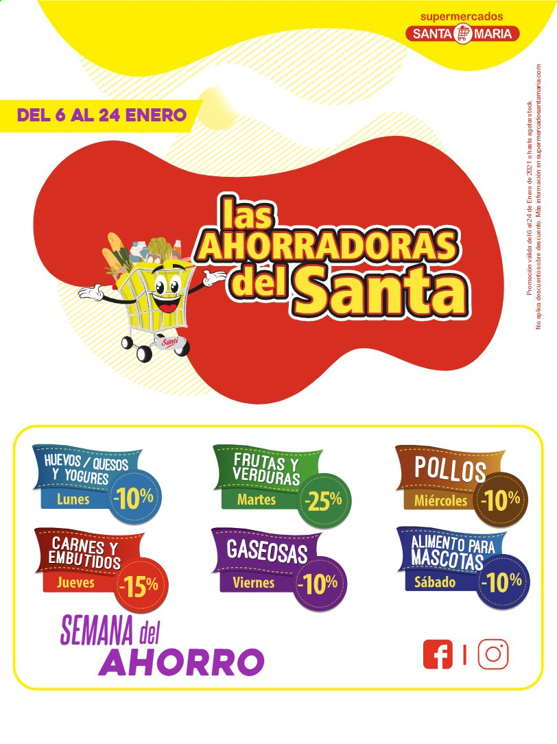 thumbnail - Folleto actual Santa María - 6.1.2021 - 24.1.2021 - Ventas - embutidos, yogur, huevo, gaseosa. Página 12.