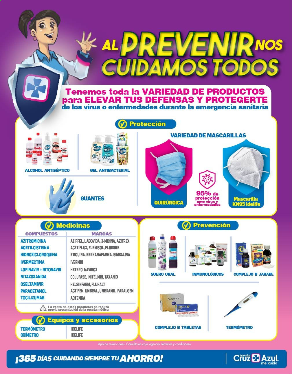 thumbnail - Folleto actual Farmacias Cruz Azul - Ventas - gel antibacterial, Paracetamol, járabe, Azitromicina, Ivermectina. Página 1.