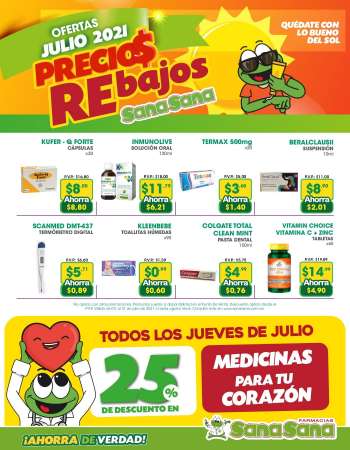 Folleto actual Farmacias SanaSana - 1.7.2021 - 31.7.2021.
