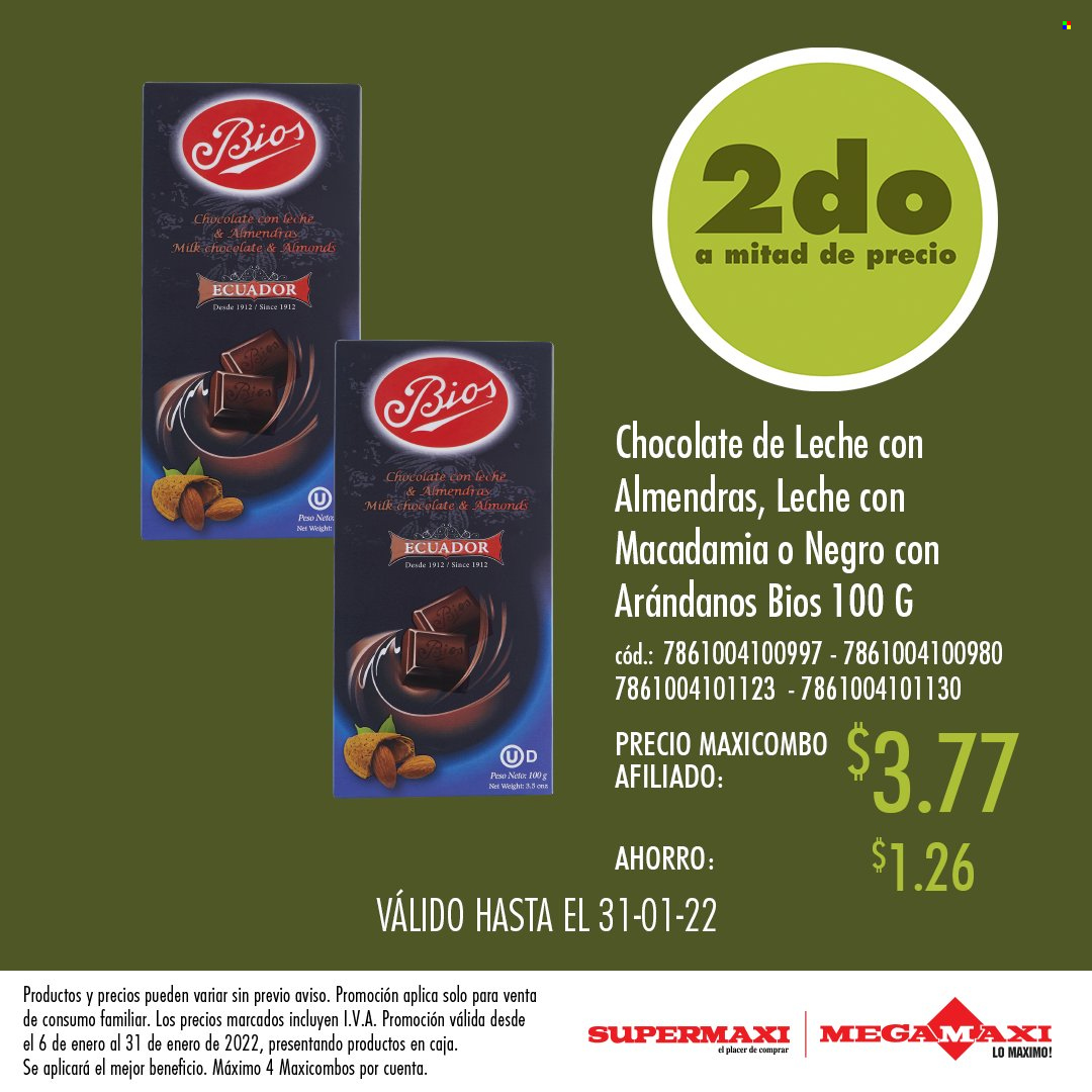 thumbnail - Folleto actual Supermaxi - 6.1.2022 - 31.1.2022 - Ventas - chocolate, nueces de macadamia. Página 1.