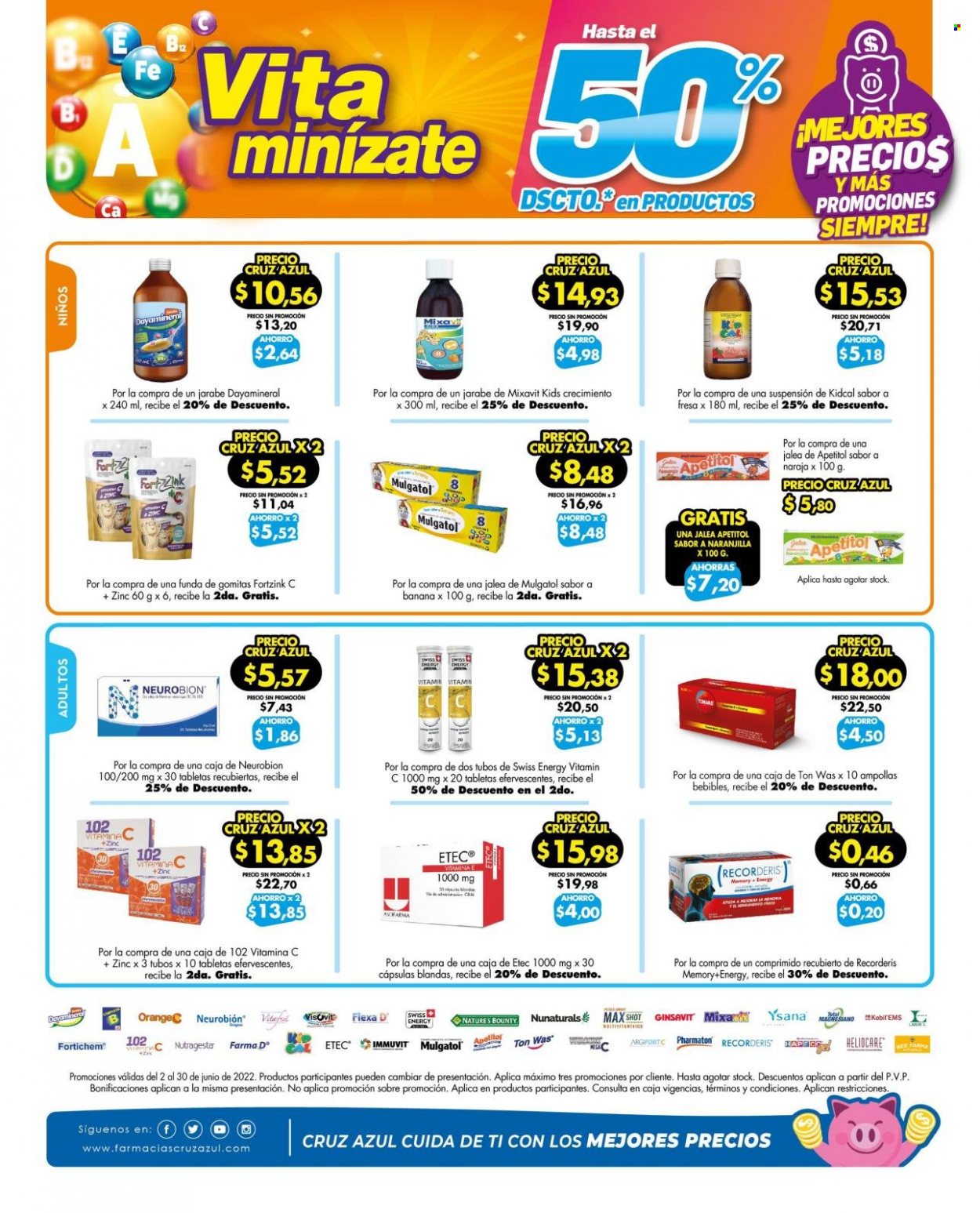 thumbnail - Folleto actual Farmacias Cruz Azul - 2.6.2022 - 30.6.2022 - Ventas - gomitas, Pharmaton, Vitamina E. Página 12.