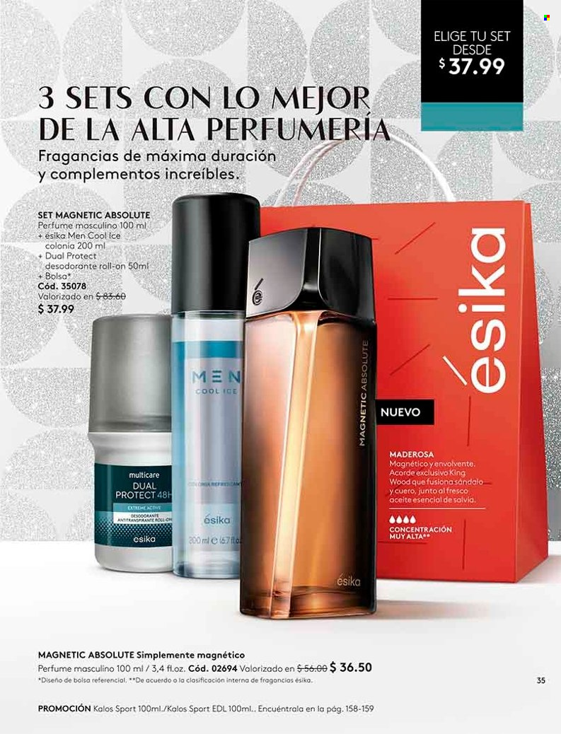 thumbnail - Folleto actual Ésika - Ventas - desodorante de bola, perfume, desodorante, aceite esencial. Página 33.