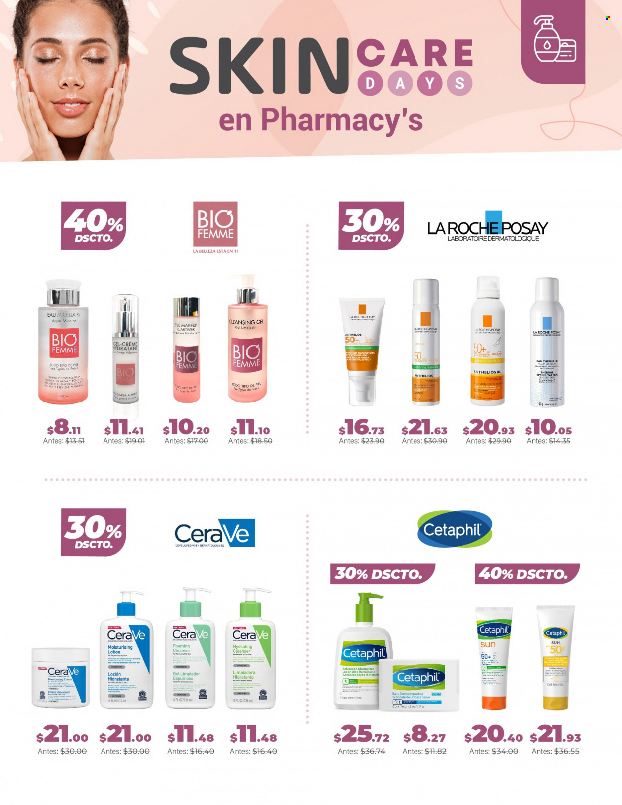 thumbnail - Folleto actual Pharmacy's - 2.3.2023 - 31.3.2023 - Ventas - agua micelar, La Roche-Posay, loción, Cetaphil, gel limpiador, CeraVe, crema hidratante, perfume. Página 22.