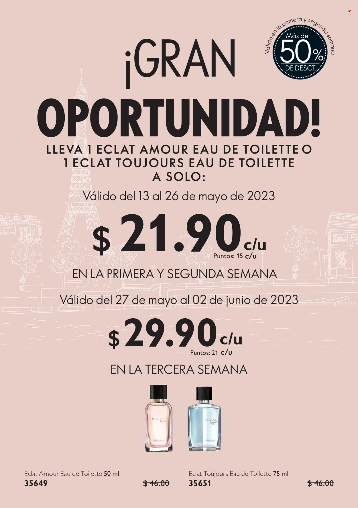 Folleto actual Oriflame - 13.5.2023 - 2.6.2023 - Ventas - eau de toilette, Eclat. Página 80.