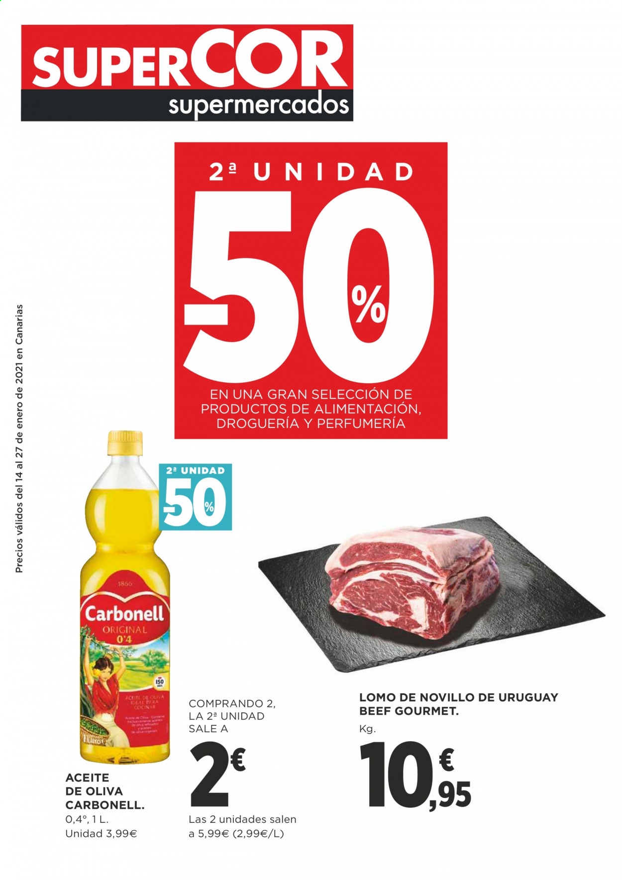 thumbnail - Folleto actual Supercor supermercados - 14/01/21 - 27/01/21 - Ventas - lomo, Carbonell. Página 1.