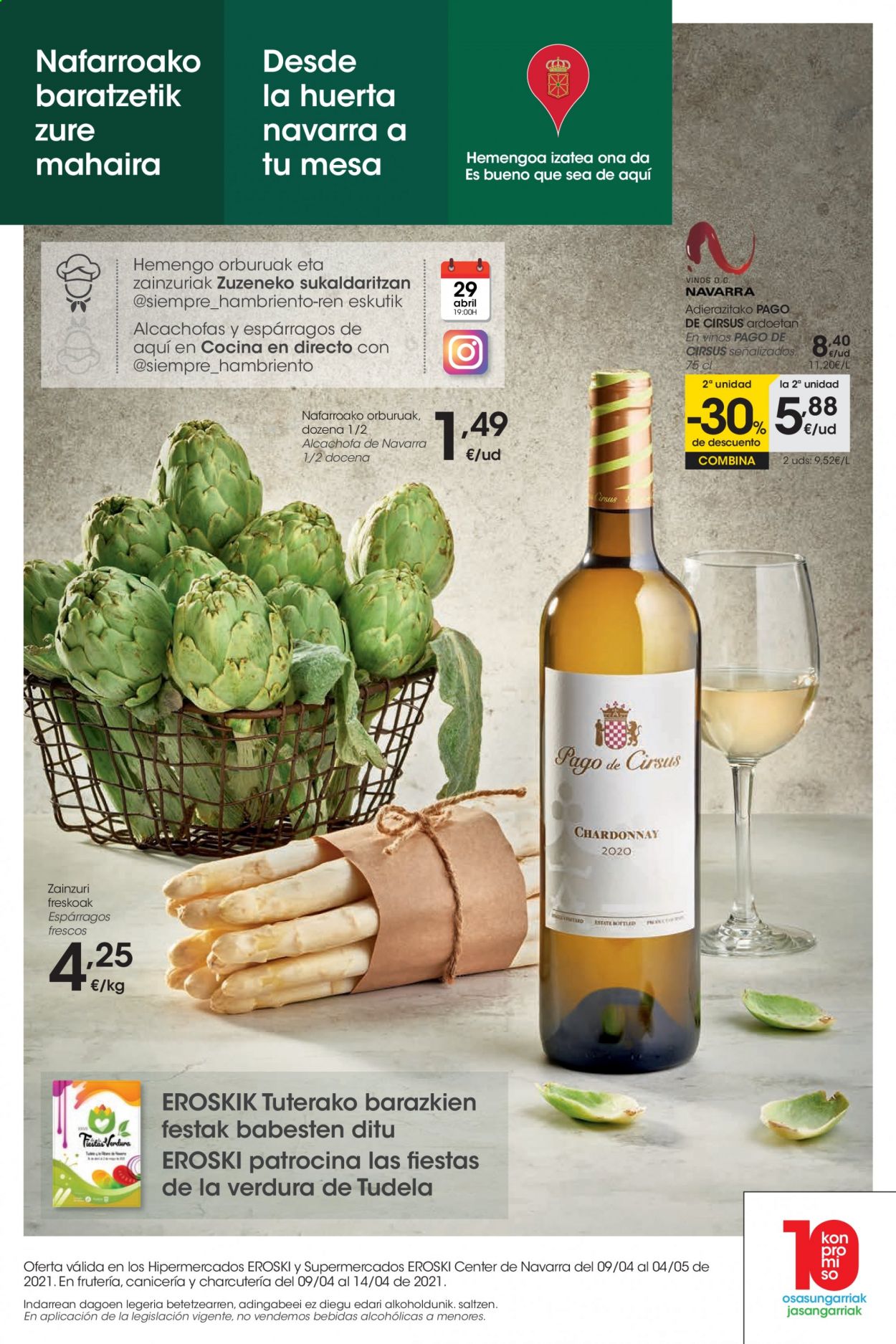 thumbnail - Folleto actual Eroski - 09/04/21 - 04/05/21 - Ventas - alcachofa, bebida, bebida alcohólica. Página 1.
