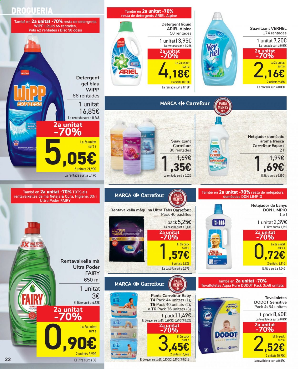 thumbnail - Folleto actual Carrefour - 16/04/21 - 26/04/21 - Ventas - Dodot, Ariel, detergente, Fairy. Página 22.