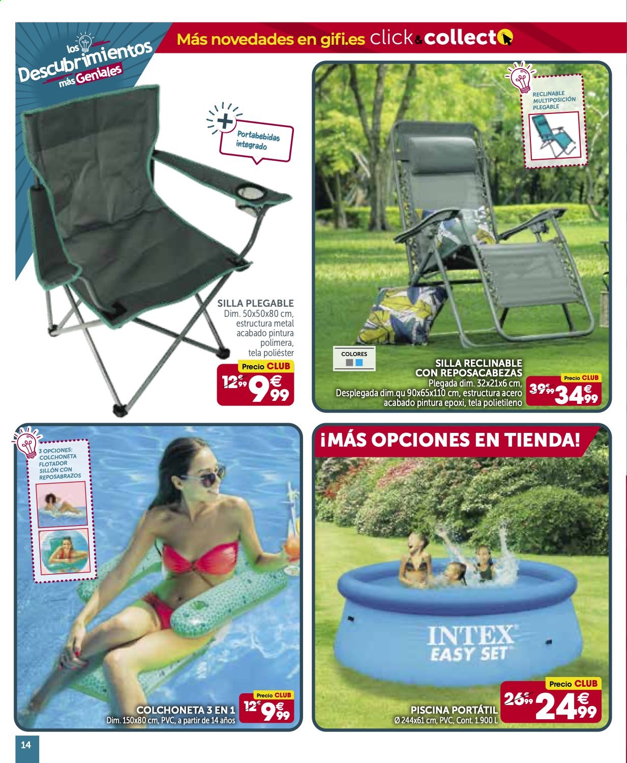 thumbnail - Folleto actual Gifi - 27/04/21 - 10/05/21 - Ventas - silla, silla plegable, sillón, silla reclinable, colchoneta, piscina, pileta, alberca. Página 14.