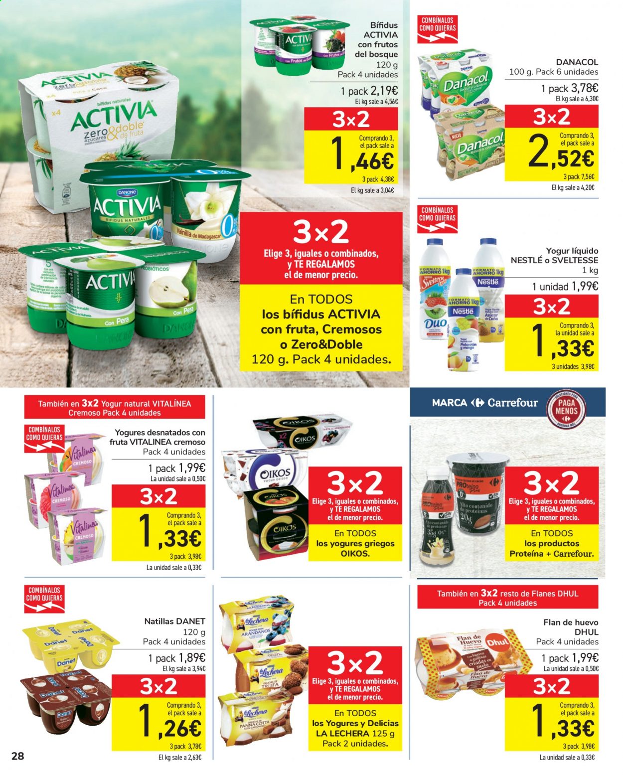 thumbnail - Folleto actual Carrefour - 27/04/21 - 10/05/21 - Ventas - flan, natillas, Activia, yogur natural, Danacol, Nestlé. Página 28.