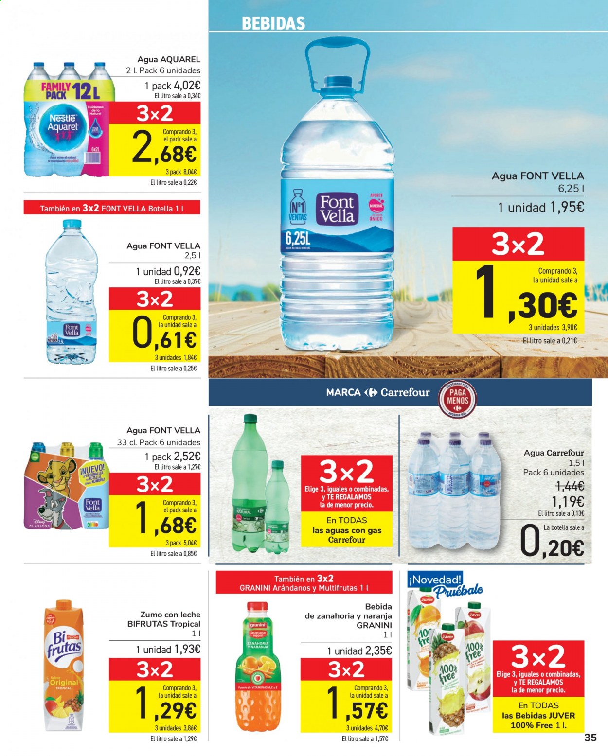 thumbnail - Folleto actual Carrefour - 27/04/21 - 10/05/21 - Ventas - zumo, agua, Font Vella. Página 35.