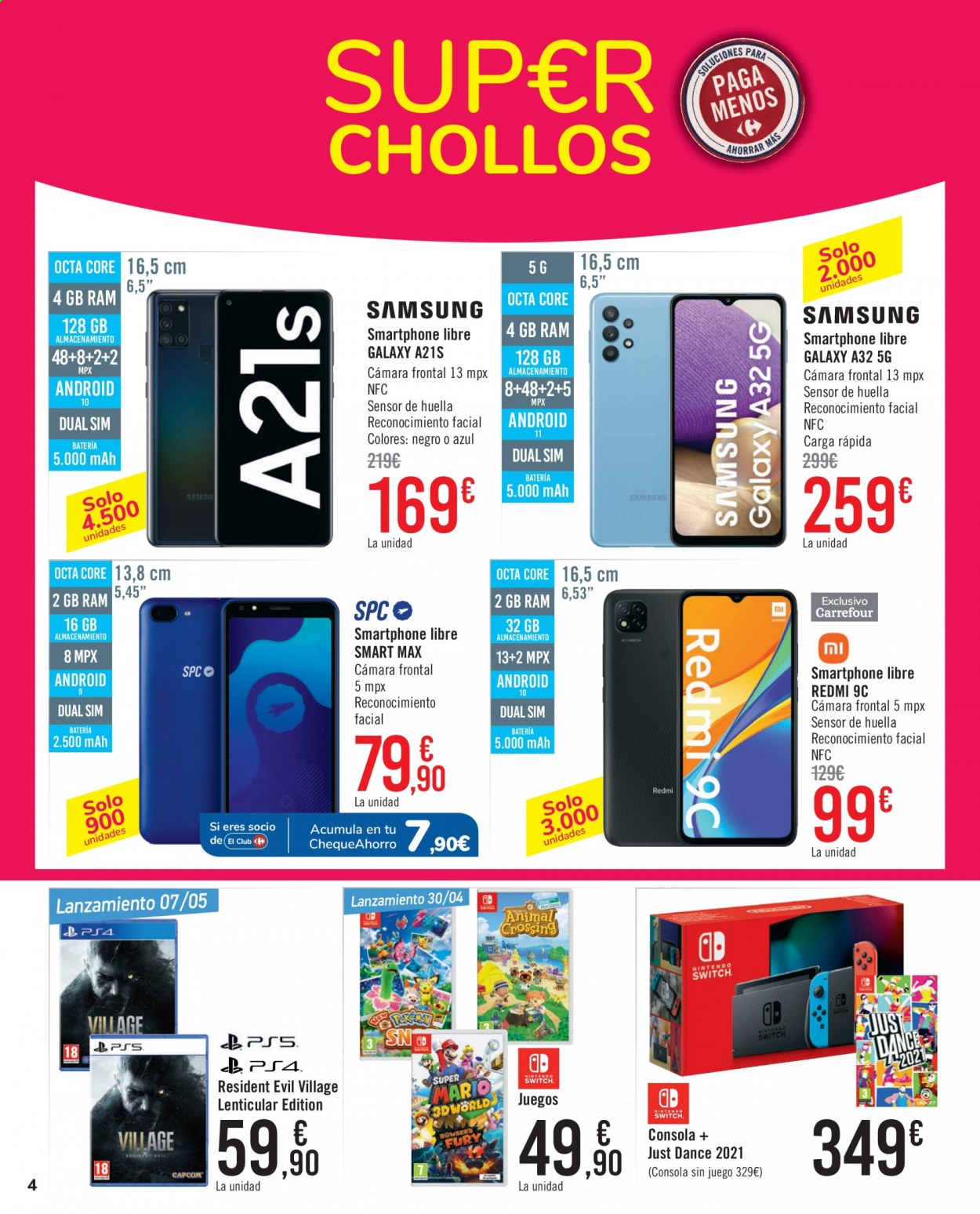 thumbnail - Folleto actual Carrefour - 27/04/21 - 10/05/21 - Ventas - Samsung, smartphone, celular, Samsung Galaxy A21s, cónsola. Página 4.