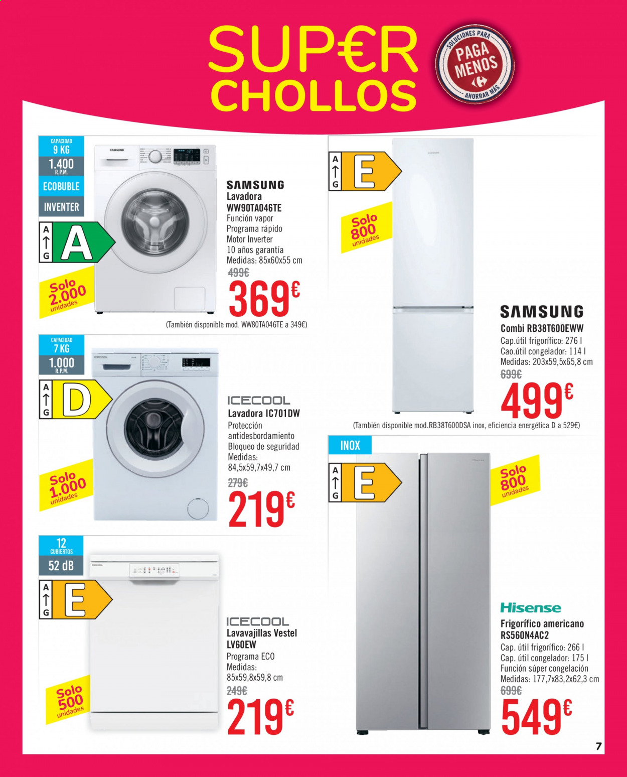 thumbnail - Folleto actual Carrefour - 27/04/21 - 10/05/21 - Ventas - lavavajillas, Samsung, Hisense, frigorífico, congelador, lavadora. Página 7.