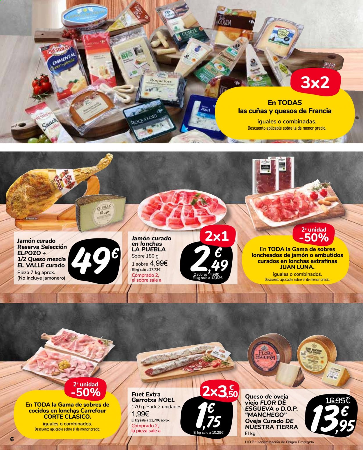 thumbnail - Folleto actual Carrefour - 27/04/21 - 10/05/21 - Ventas - jamón, jamón curado, queso de oveja, queso mezcla, roquefort, jamonero. Página 6.