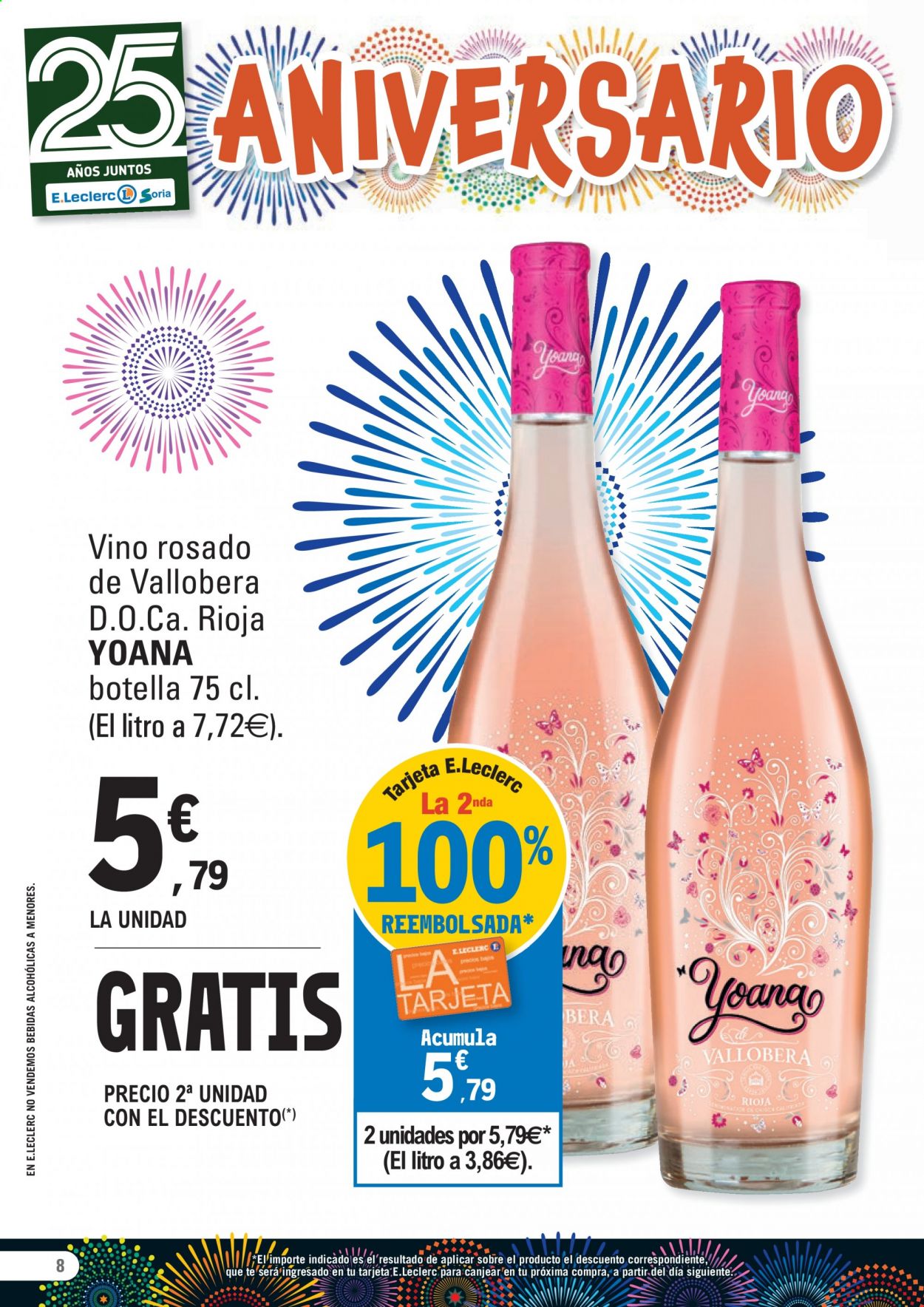 thumbnail - Folleto actual E.Leclerc - 05/05/21 - 15/05/21 - Ventas - bebida, vino, Rioja, vino rosado, bebida alcohólica. Página 8.