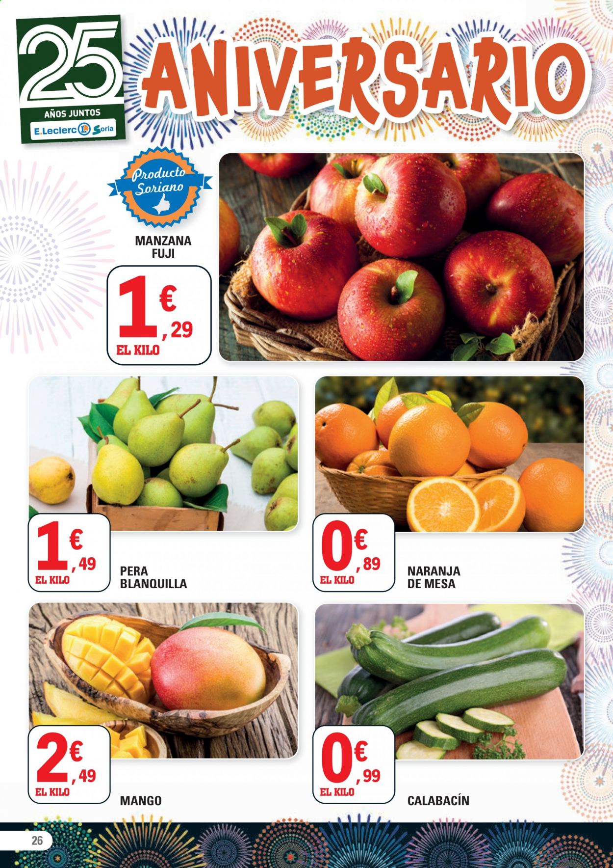 thumbnail - Folleto actual E.Leclerc - 05/05/21 - 15/05/21 - Ventas - pera, mango, manzanas, naranja, calabacín. Página 26.