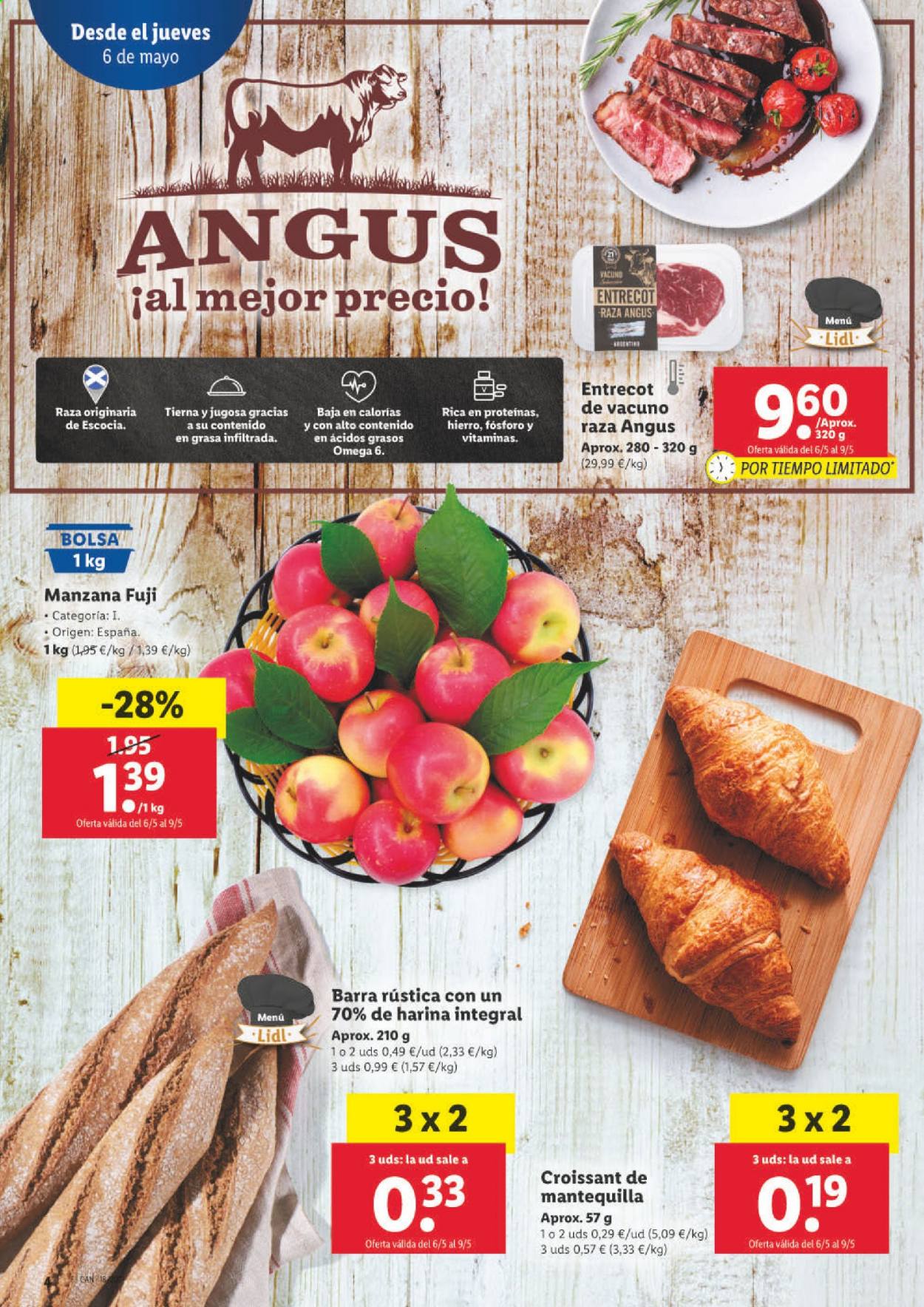 thumbnail - Folleto actual Lidl - 06/05/21 - 12/05/21 - Ventas - angus, entrecot, manzanas, croissant, bolso. Página 6.