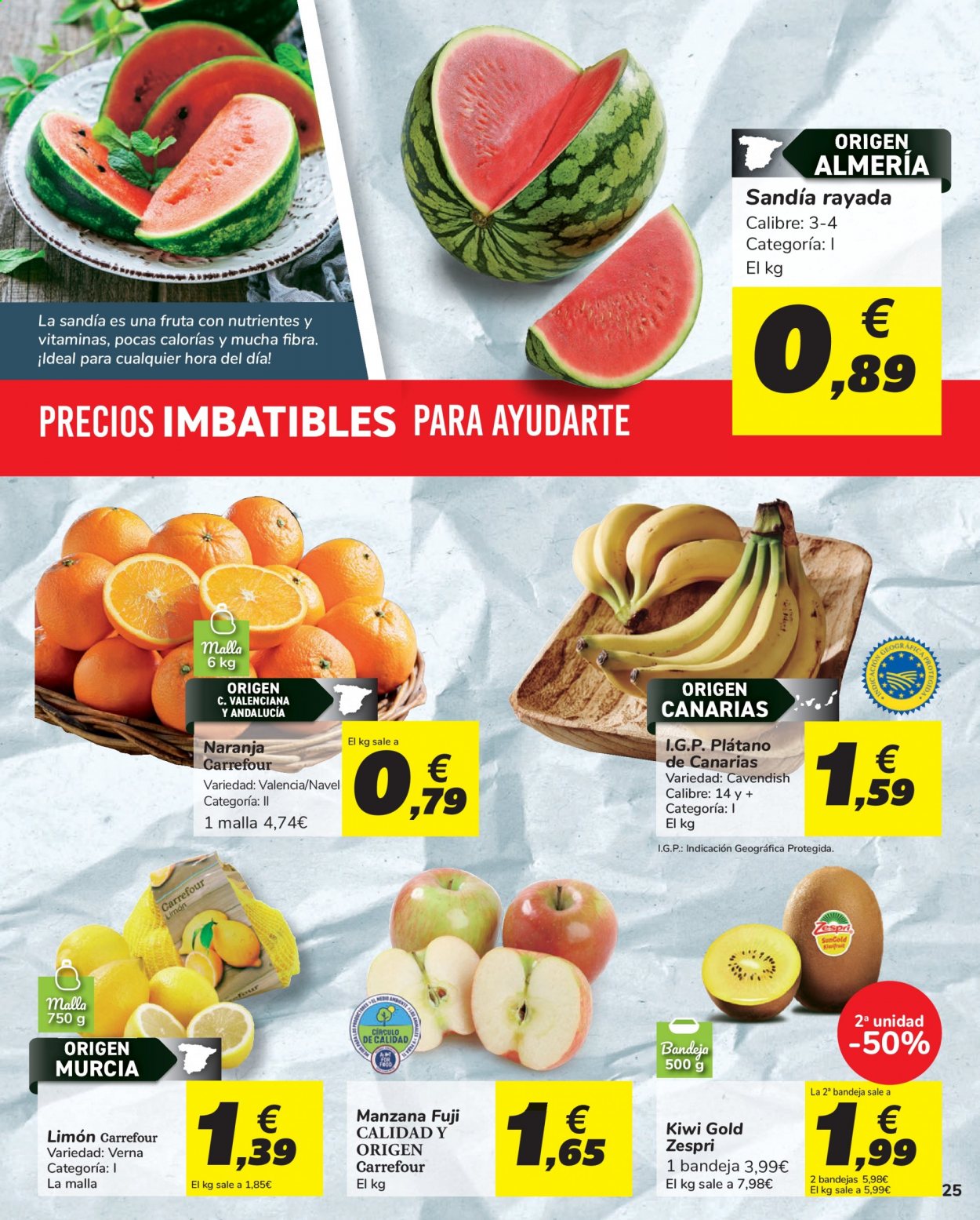 thumbnail - Folleto actual Carrefour - 11/05/21 - 24/05/21 - Ventas - kiwi, limón, manzanas, naranja, plátano. Página 25.