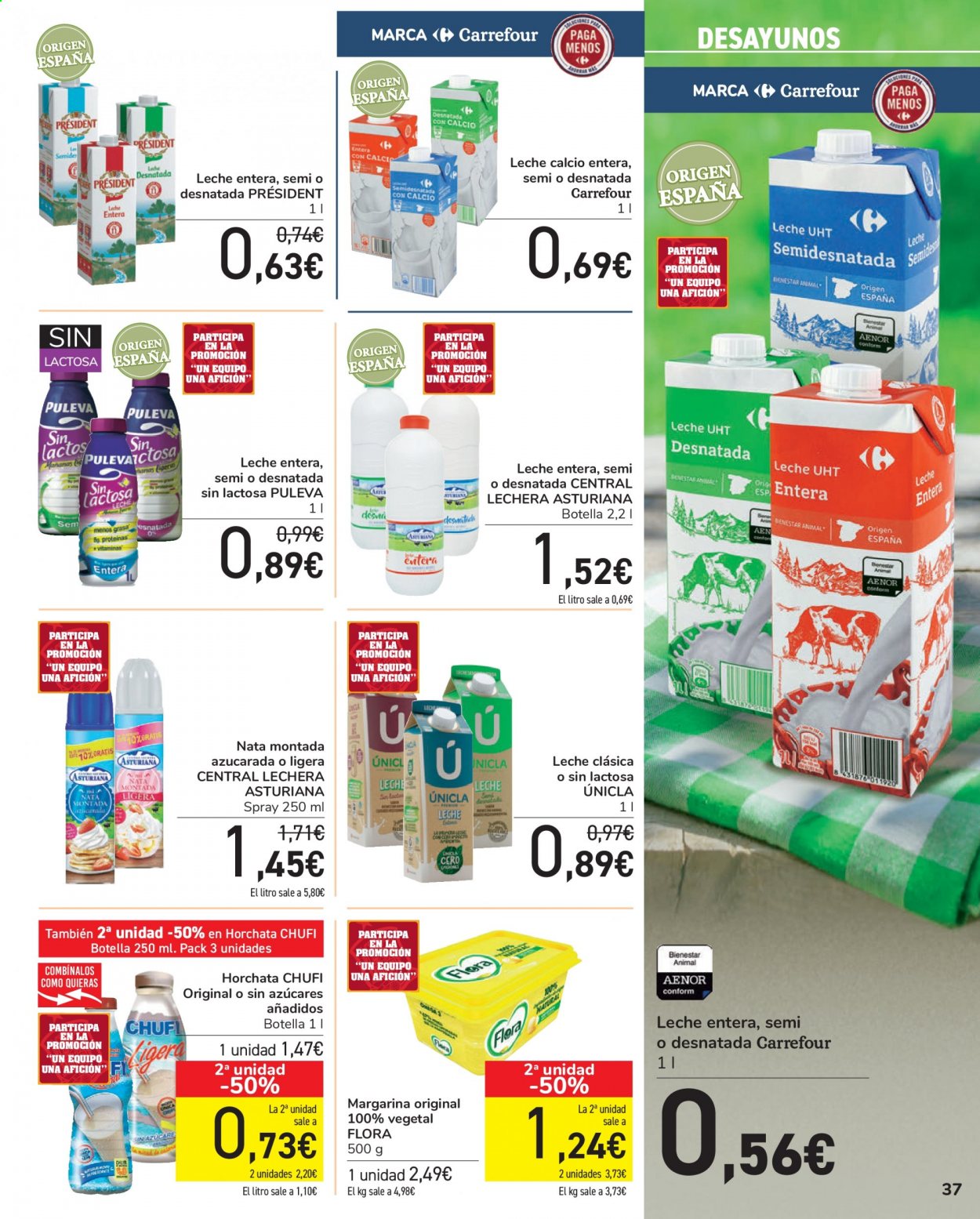 thumbnail - Folleto actual Carrefour - 11/05/21 - 24/05/21 - Ventas - leche, leche entera, Puleva, margarina, nata. Página 37.