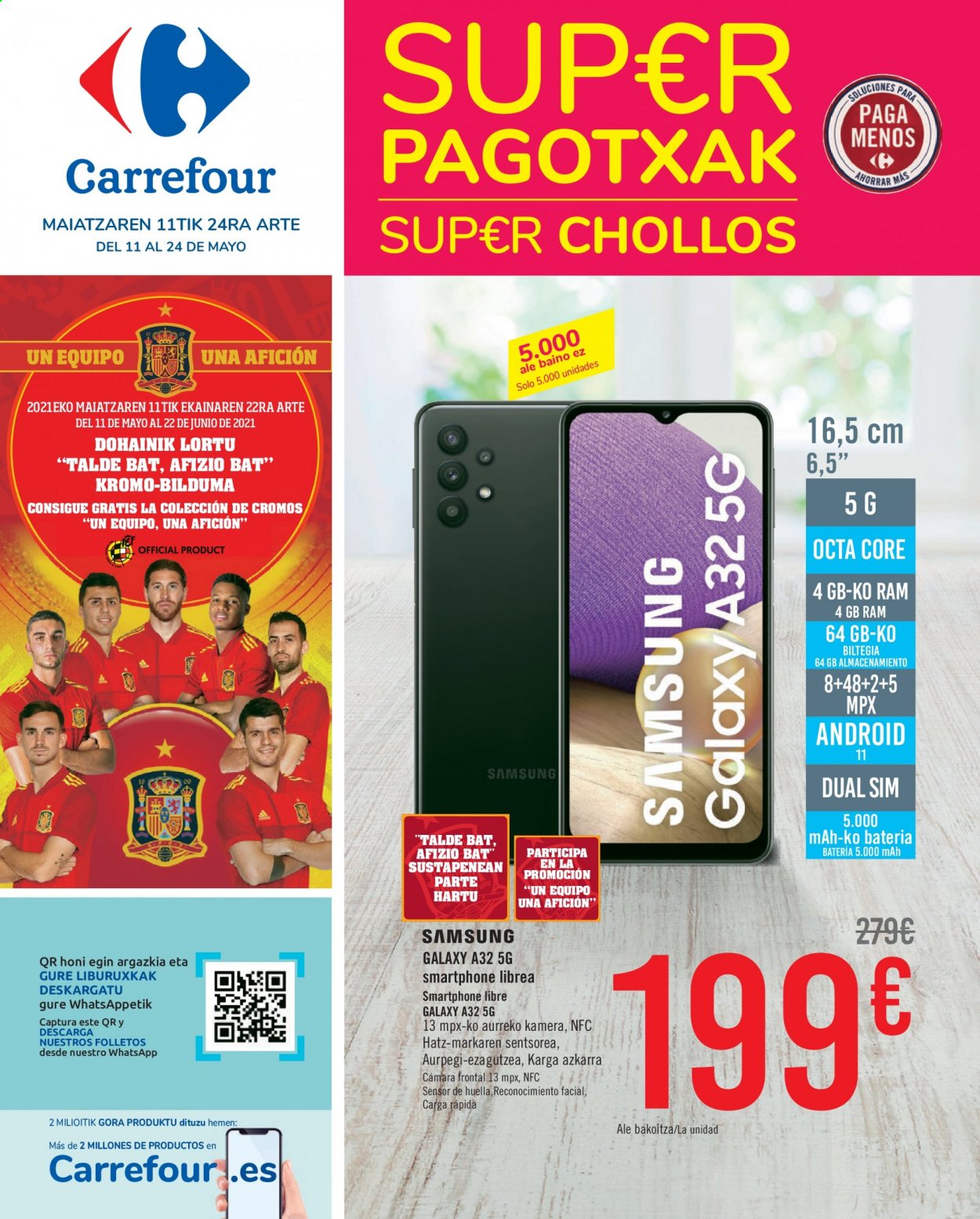 thumbnail - Folleto actual Carrefour - 11/05/21 - 24/05/21 - Ventas - Samsung, smartphone, celular. Página 1.