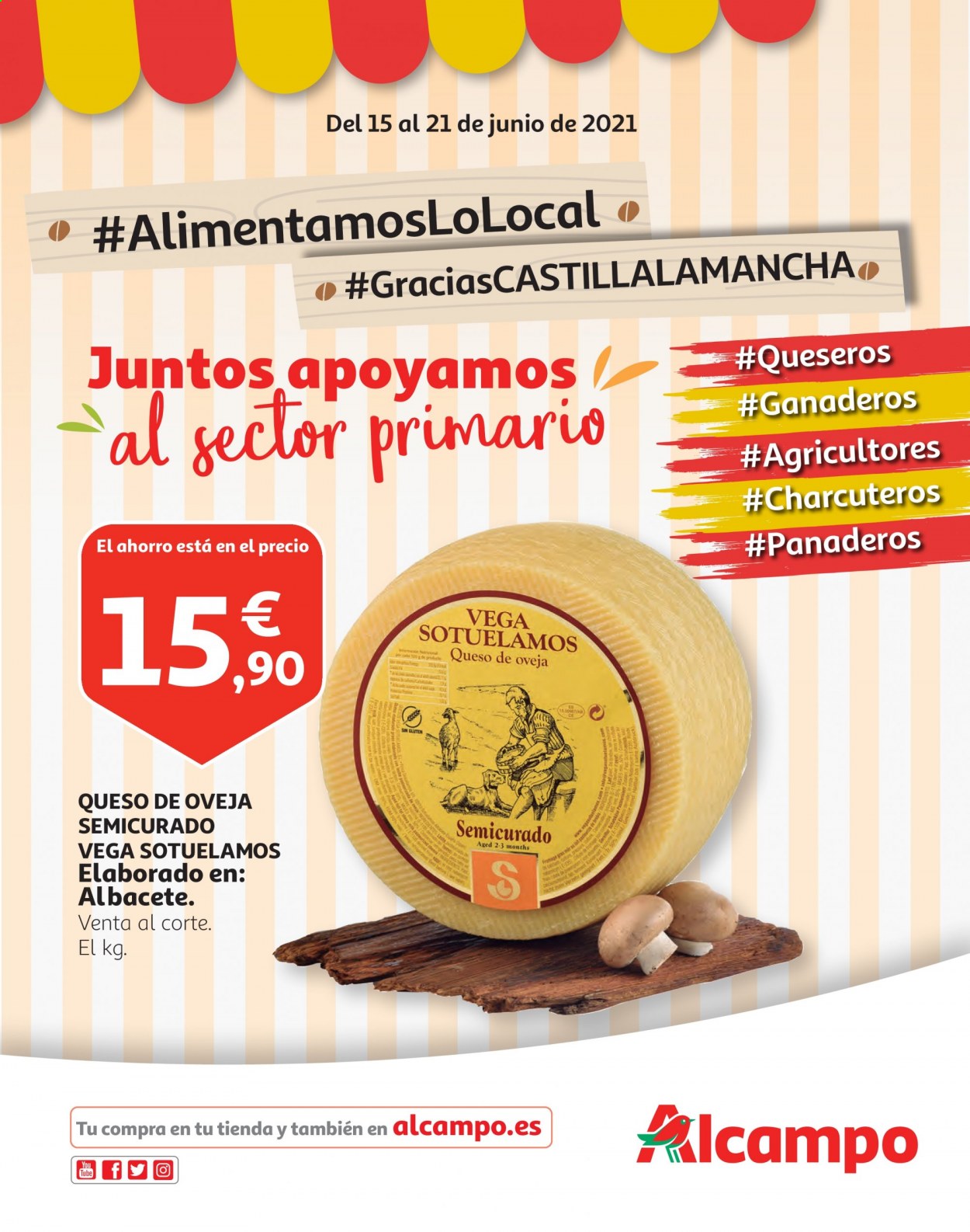 thumbnail - Folleto actual Alcampo - 15/06/21 - 21/06/21 - Ventas - queso, queso de oveja. Página 1.