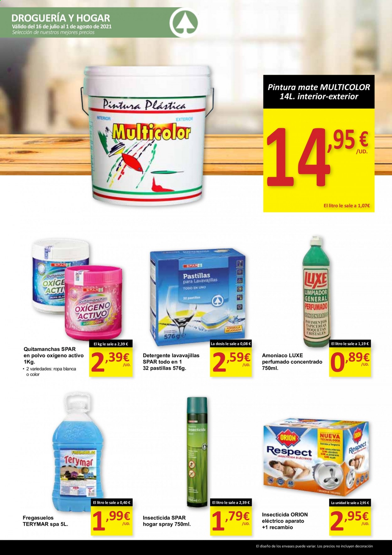 thumbnail - Folleto actual SPAR - 16/07/21 - 01/08/21 - Ventas - detergente, quitamanchas, insecticida, lavavajillas. Página 9.