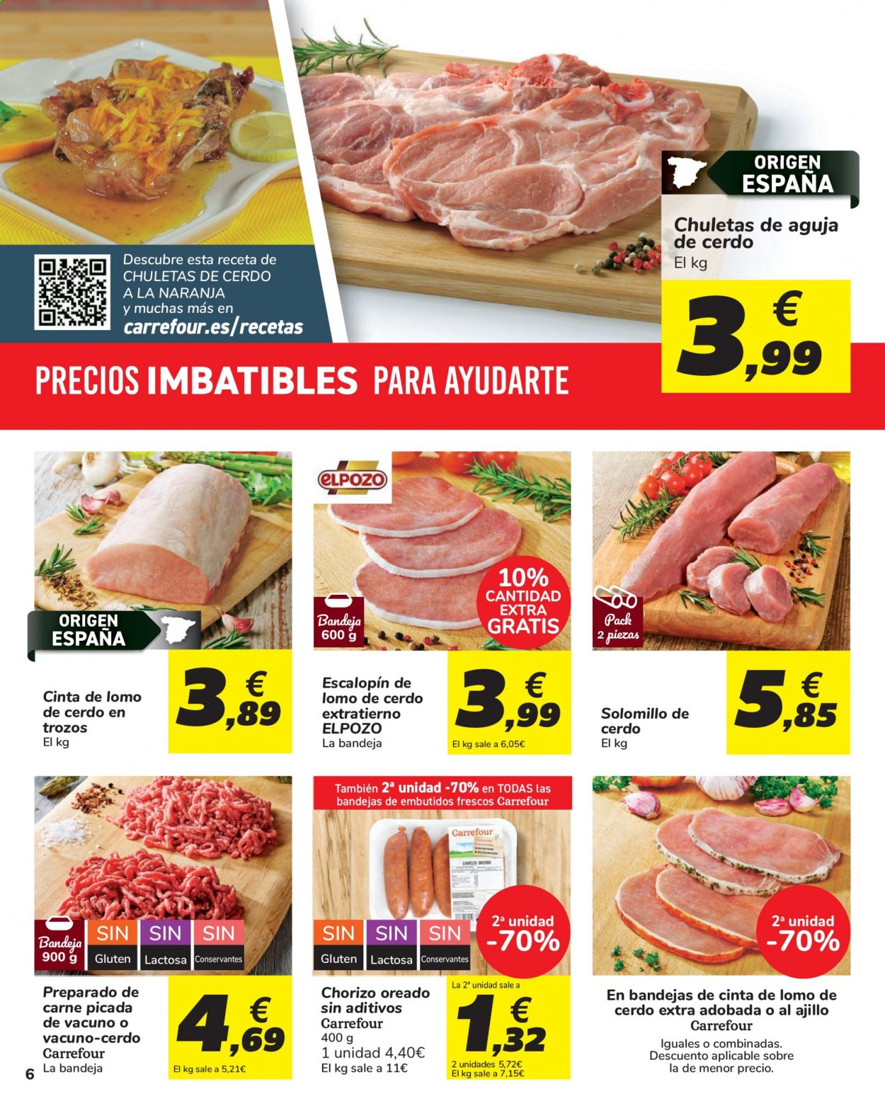 thumbnail - Folleto actual Carrefour - 16/07/21 - 28/07/21 - Ventas - solomillo, lomo de cerdo, solomillo de cerdo, cinta de lomo, carne picada, chorizo. Página 6.