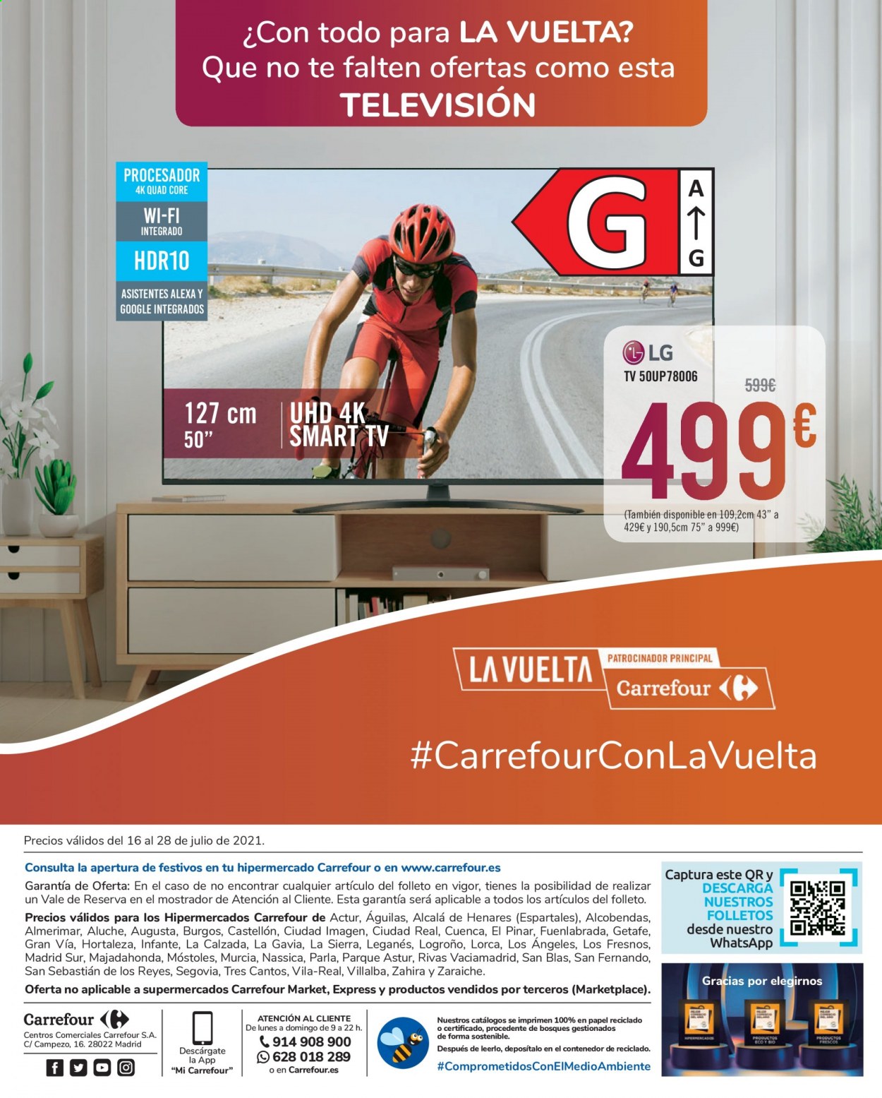 thumbnail - Folleto actual Carrefour - 16/07/21 - 28/07/21 - Ventas - LG, Smart TV, televisor. Página 51.