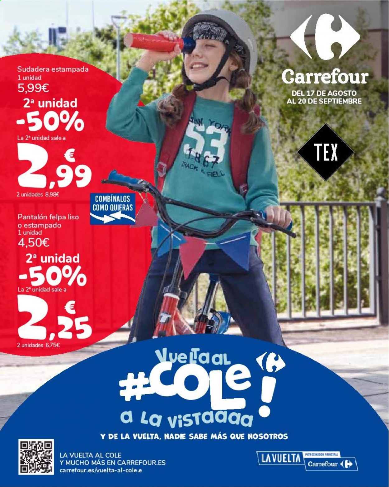 thumbnail - Folleto actual Carrefour - 17/08/21 - 20/09/21 - Ventas - pantalón, sudadera. Página 1.