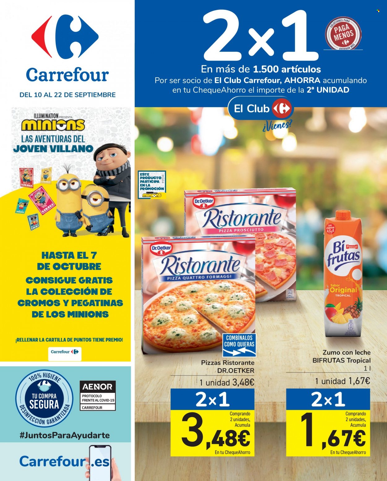 thumbnail - Folleto actual Carrefour - 10/09/21 - 22/09/21 - Ventas - pizza, Dr. Oetker, zumo. Página 1.