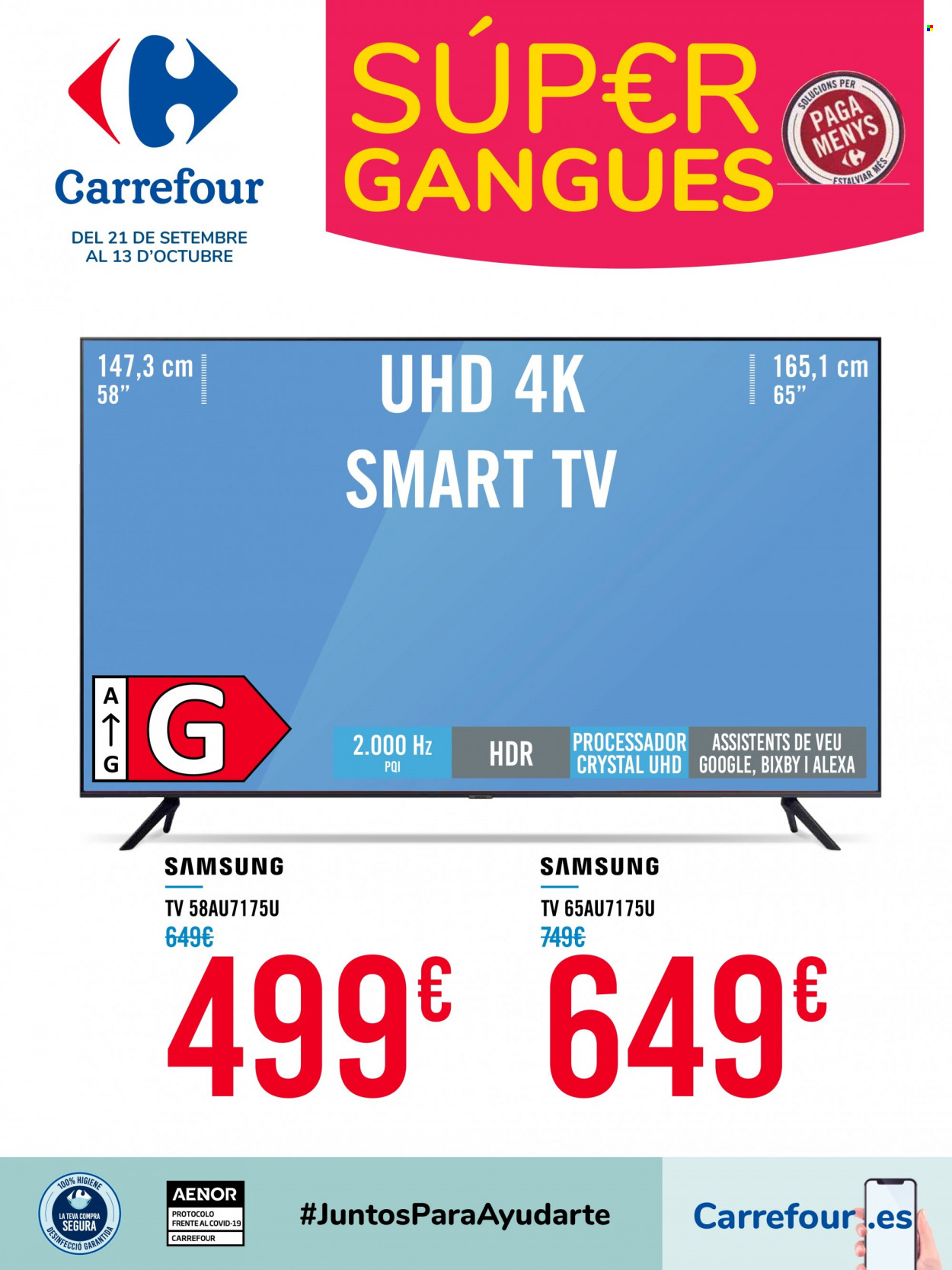 thumbnail - Folleto actual Carrefour - 21/09/21 - 13/10/21 - Ventas - Samsung, Smart TV, televisor. Página 1.
