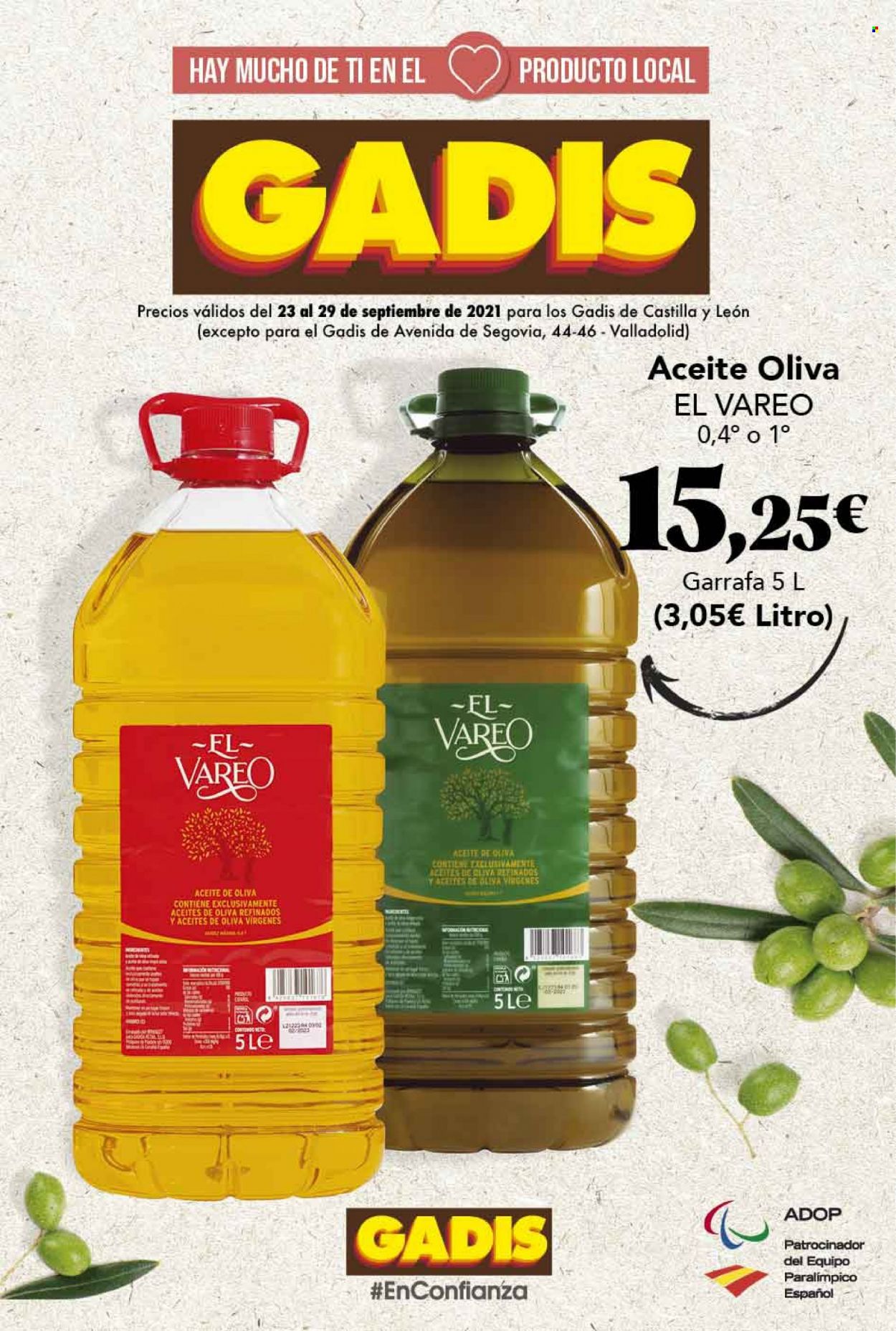 thumbnail - Folleto actual Gadis - 23/09/21 - 29/09/21 - Ventas - aceite de oliva. Página 1.