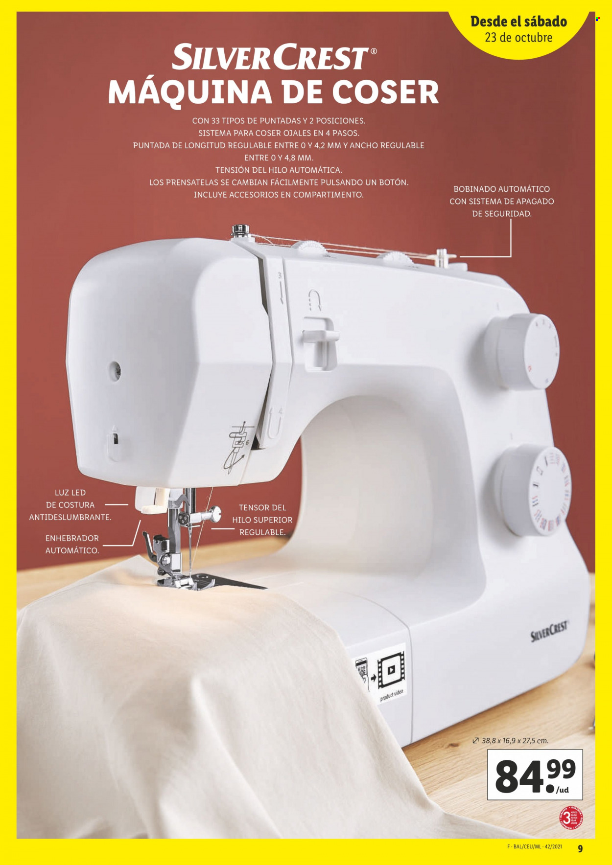 thumbnail - Folleto actual Lidl - 21/10/21 - 27/10/21 - Ventas - máquina de coser. Página 9.
